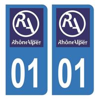 Autocollant Stickers plaque immatriculation voiture Département 01 Ain Logo Ancienne Région Rhône Alpes