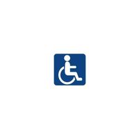 Autocollant logo Handicapé carré fond bleu Hancicap Handicaped Mobilité réduite stickers adhésif Taille : 8 cm