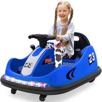 GOPLUS Auto-Tamponneuse Électrique GO-Kart Karting 12V avec Télécommande,Charge 30KG, Enfants 1,5-6 Ans avec Bande Lumineuse,Bleu