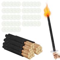 Izrielar Lot de 50 Torches en Cire Torches de Jardin Torches en Cire Naturelle avec Poignée Extra Longues 42cm TORCHE