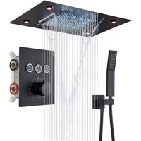 JULLYBATHEVY Système de douche thermostatique à LED système de douche Thermostatique Colonne de Douche noir