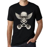 Homme Tee-Shirt Swag Musique Rock Crâne Avec Écouteurs – Swag Music Rock Skull With Headphones – T-Shirt Vintage Noir