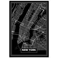 Tableau Panorama Carte Noir de New York 50x70 cm - Imprimée sur Toile - Tableau Ville Noir et Blanc