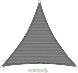 VOILE D'OMBRAGE Voile d'ombrage Triangulaire 4x4x4m Protection Solaire UV, Voiles d'ombre Triangle Respirant en HDPE 200g/m², Gris, 0173ZYF.[G1403]