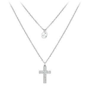 Collier en Y avec une petite chaîne à perles en forme de croix