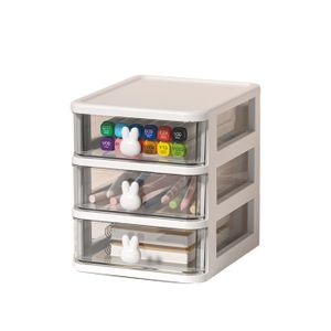 Organiseur De Bureau Avec 2 Tiroirs, Boîte De Rangement En Plastique Pour Stylos, Crayons, Cartes, Fournitures De Bureau, Coiffeuse, Bureau, école, Maison (blanc
