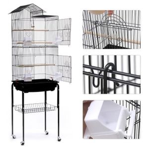 VOLIÈRE - CAGE OISEAU Cage à oiseaux avec mangeoires perchoirs 46 x 35,5