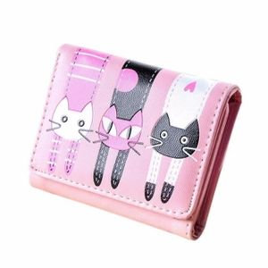 bleu Rameng Chat Mignon Imprim/é Porte-cartes en Cuir Bifold Wallet pour Femme