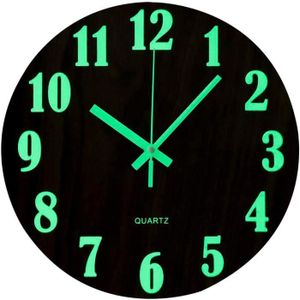HORLOGE - PENDULE Topkey 12 Pouces Horloge Murale Lumineuse Design En Bois Silencieux Veilleuses Horloge Murale Ronde Pour Salon Chambre