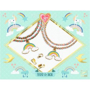 CRÉATION DE BIJOUX Kit créatif bijoux - DJECO - Kumihimo Arc en ciel - Enfant - 8 ans - 4 charms inclus