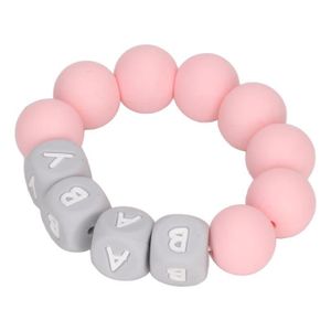 ANNEAU DE DENTITION bracelet de dentition en silicone Bracelet de perles de silicone pour bébé Bracelet de dentition pour bébé avec lettres