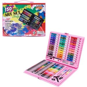 Relaxdays Malette de coloriage 73 pces, Set pour dessin, Jeu de crayons de  couleur, taille crayon, gomme, bordeaux