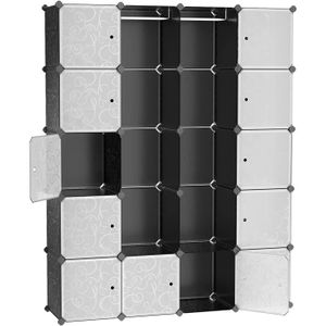 ARMOIRE DE CHAMBRE Armoire XXL MENGDA - Plastique Noir - 20 Cubes - 147x37x183cm - Rangement et Penderie