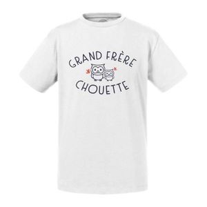 T-SHIRT T-shirt Enfant Blanc Grand Frère Chouette Famille 