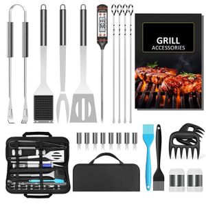 BARBECUE Ustensiles Barbecue Kit Barbecue 25 Pièces Accessoire Barbecue Acier Inoxydable pour Camping Barbecue Cadeau