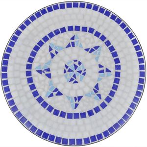 TABLE DE JARDIN  RUIDA Table de bistro Bleu et blanc 60 cm Mosaïque  tout neuf