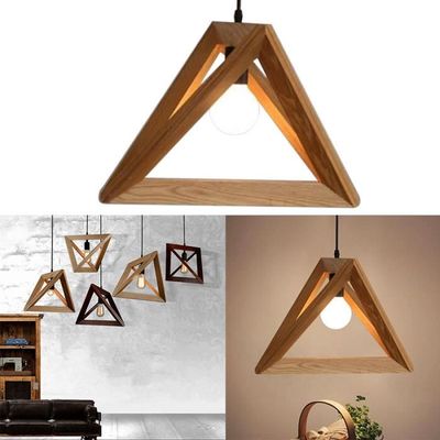 Suspension Design Triangle En Bois 32cm 110 220v Ampoules Non