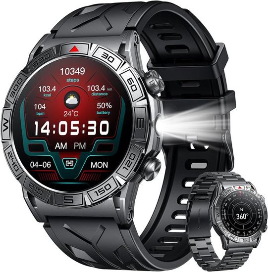 Montre Connectée Homme Sport - Écran AMOLED 1,43", étanche, Appels Bluetooth, Moniteur Fréquence Cardiaque Et Sommeil