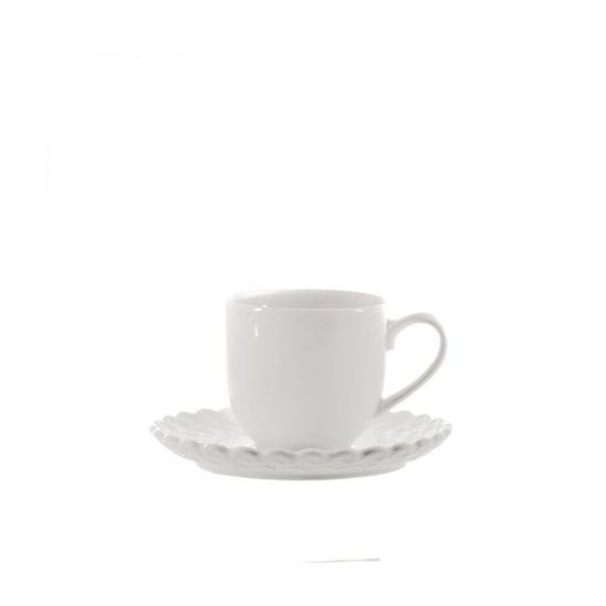 Excelsa Elisa Rococò Set 6 Tazzine caffè con Piattino, Porcellana