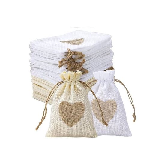 Sachets Toile de Jute 30 Sac en Lin Imprimé avec Cordon de Serrage Sachets Toile de Jute 30 Sac en Lin Imprimé avec Cordon de Serrage