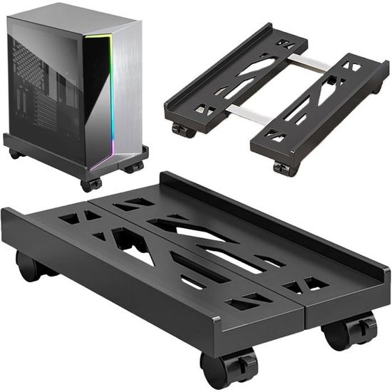 BOTEWO Support Tour PC sous Bureau: Support d'unité Centrale Mobile - PC Support CPU RéGlable de Grande Taille, Chariot Ordinateur avec roulettes ( Blanc