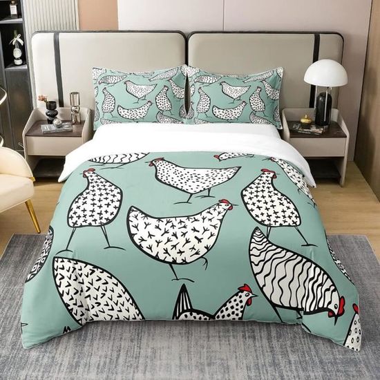 Parure De Lit 3 Pièces 160x200 | Motif Ferme 3D Orange, Microfibre Douce | Housse De Couette + 2 Taies | Pour Enfant Ou Adulte
