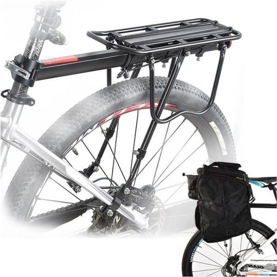 Porte Bagage Vélo Arrière Transporteur Porte-Bagages VTT Universel en Aluminium Capacité de 50 kg Siège arrière