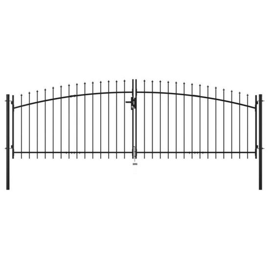 4784Mall® Double portail avec haut sous forme de lance 400 x 200 cm Clôture Grillage Brise vue|Portail de clôture|Porte de jardin|Po