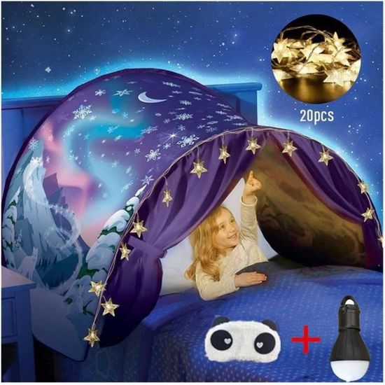 Tente De Lit Pour Enfants Dream Tents - Tente Pop-up Facile à Monter, Avec Guirlande LED Et Lampe USB - Pour Lits Simples Et Superposés