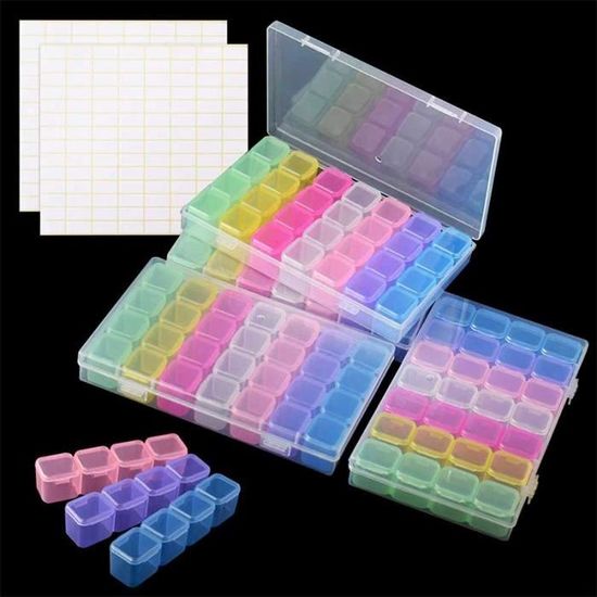 Boîte Rangement 28 Cases Transparente Avec Couvercle - Pour Perles, Diamants à Broder, Bijoux & Bricolage
