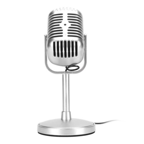 Microphone Rétro, Microphone Vintage, Son Clair, Angle Réglable, Plug and  Play, Micro à Condensateur Rétro Filaire pour Studio de Scène karaoké
