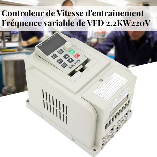 Variateur De Fréquence VFD 2.2KW – Entrée 220V Monophasé, Sortie 380V Triphasé, Contrôle Vitesse Moteur Broche