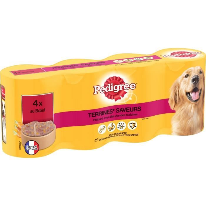 PEDIGREE Terrines En Boîtes Au Bœuf Pour Chien Adulte 4x410g