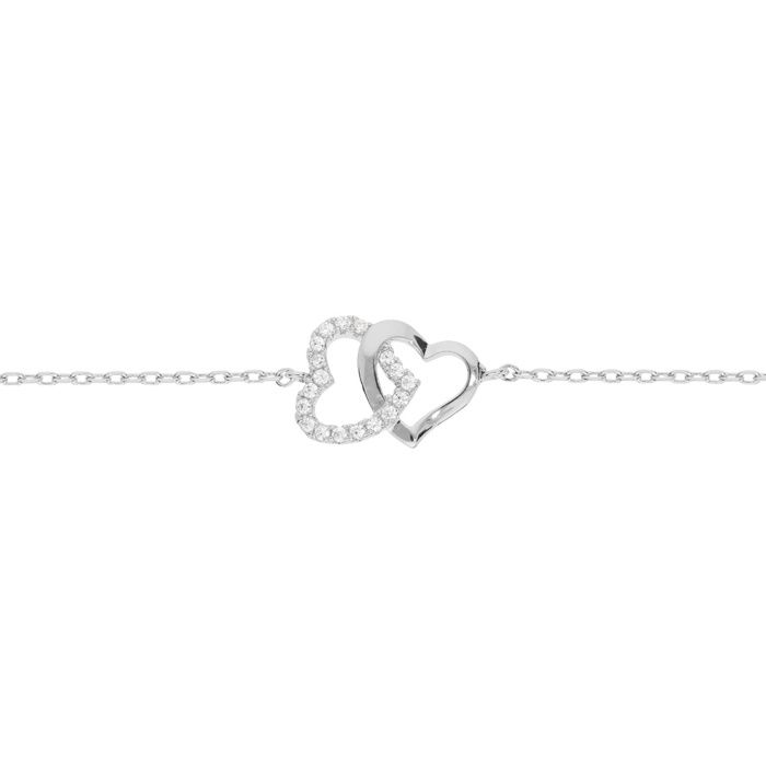 Bracelet plaqué or double coeur ajouré contour pie
