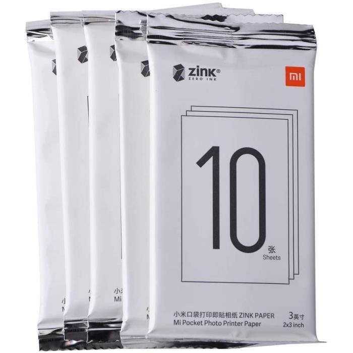 Pour xiaomi premium zink paper - lot de 50 feuilles, compatible avec ...