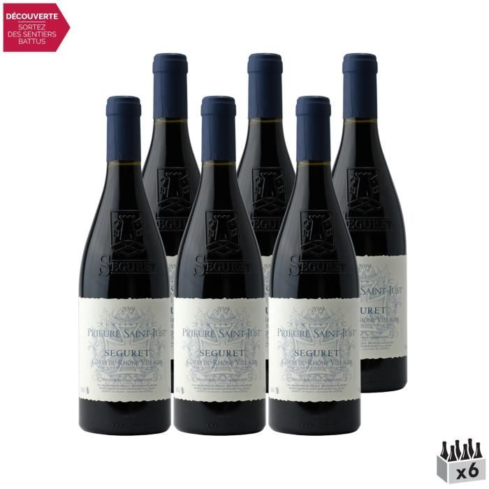 Côtes du Rhône Villages Séguret Rouge 2019 - Lot de 6x75cl - Domaine du Prieuré Saint-Just - Vin AOC Rouge de la Vallée du Rhône