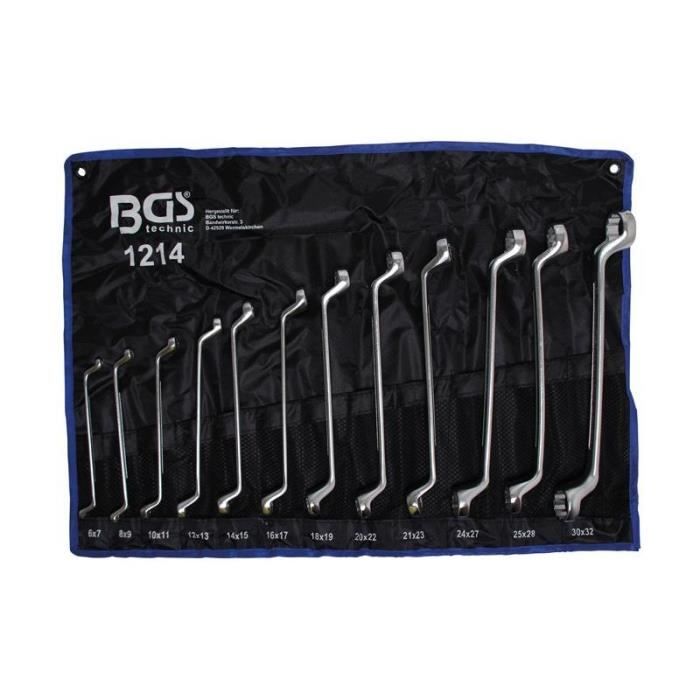 Jeu de clés à œil doubles coudées 6x7 - 30x32 mm 12 pièces