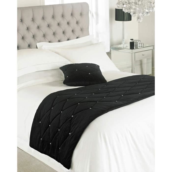 Riva Paoletti Neuf Strass Lit Chemin - Noir - Cristal Strass Paillettes - Matelassé Géométrique Design - 100% Polyester -...