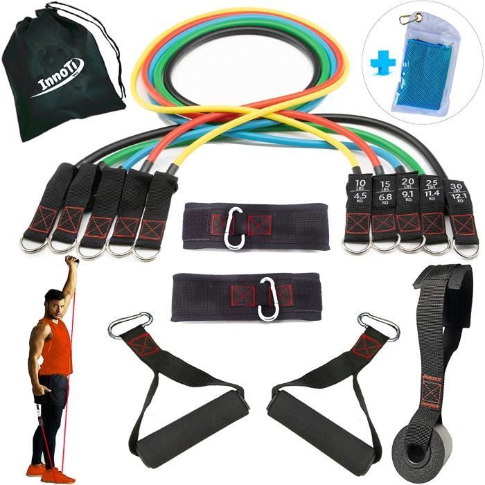 InnoTi Bandes Élastiques Musculation et Fitness - Bandes de Résistance pour la Musculation à Domicile - Kit de Tubes de Résista A176