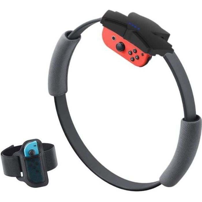 Anneau de fitness somatosensoriel pour interrupteur avec sangle de jambe élastique Ring-Con pour NS Switch Ring Fit Adventure Noir