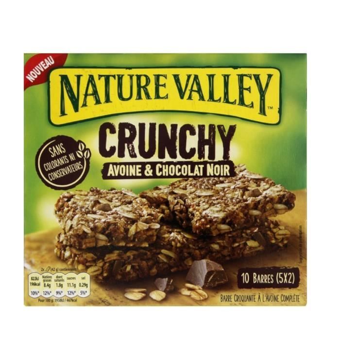 NATURE VALLEY Barres croquantes à l'avoine complète et aux pépites de chocolat - 210 g - 5X42G