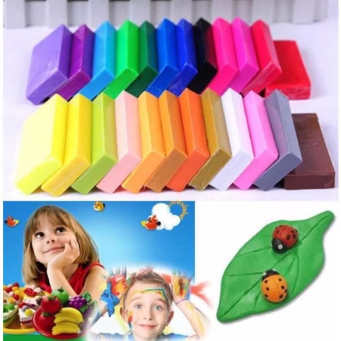 Pâte Polymère -24 Couleurs Poterie Modelage, avec Outils de Modelage et Accessoires