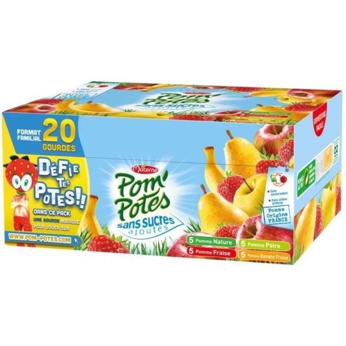 MATERNE Pom'Potes Multivariétés - Sans sucres ajoutés - 20 x 90 g