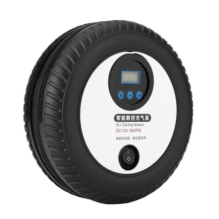 Fafeicy pompe de pneu Compresseur d'air de pompe de gonflage de pneu de voiture portable numérique 12V 260PSI pour bateau à air de