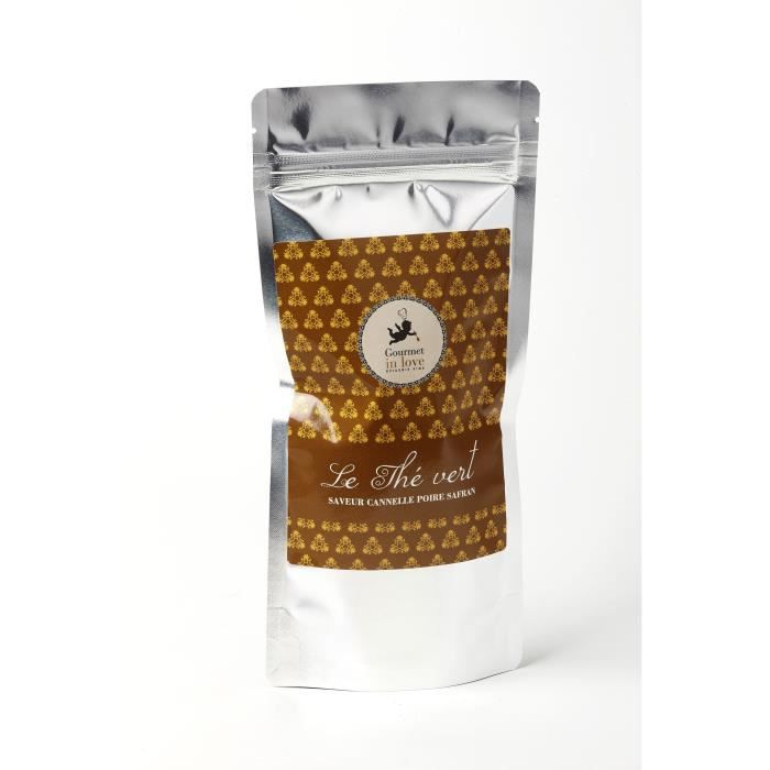 GOURMET IN LOVE Thé Vert Saveur Canelle Poire et Safran Zip Pack - 75 g