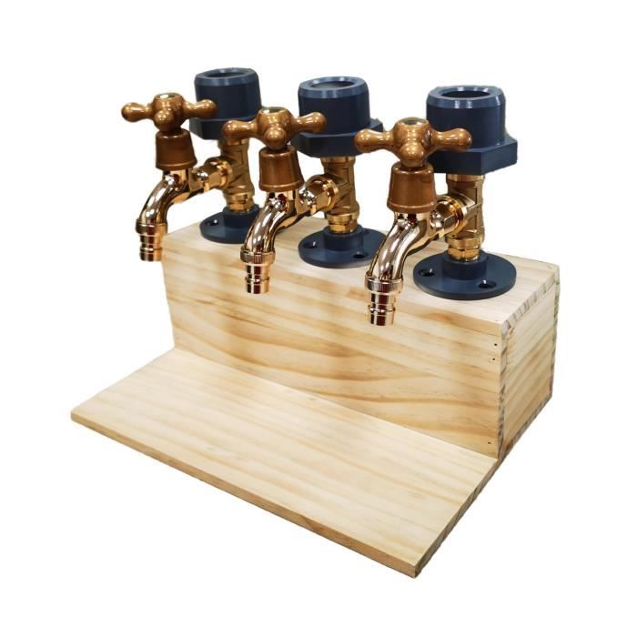 Stand Distributeur de Liqueurs Bar, Verseur Stand, jour de père Liqueur Alcool Bois Robinet Distributeur pour Partie 3 têtes
