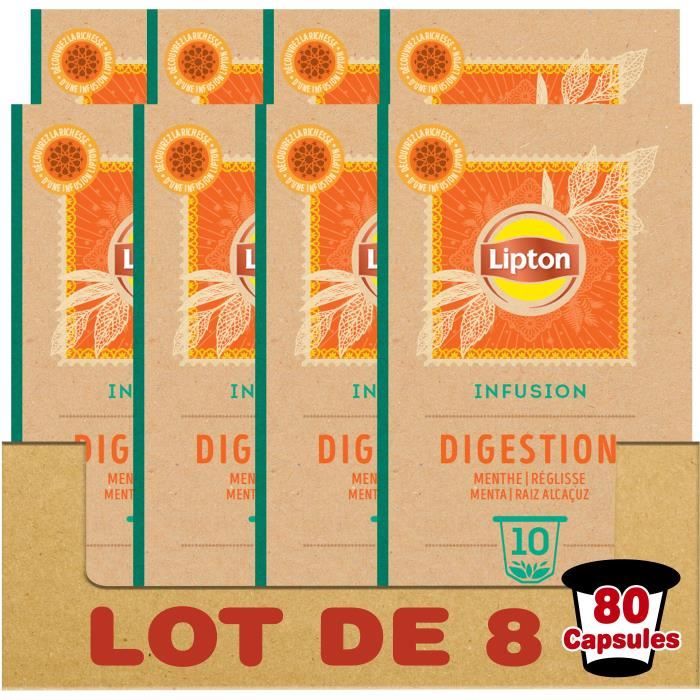 LIPTON Tisane Digestion - Lot de 8 x 10 Capsules