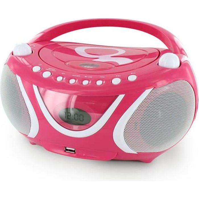 Lecteur CD MP3 enfant avec port USB GULLI - rose et blanc - 477148