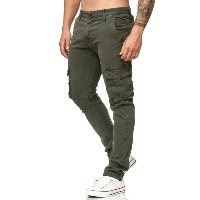 Pantalon Cargo pour hommes de loisirs Chino Casual H2468 [Gris, US 28]