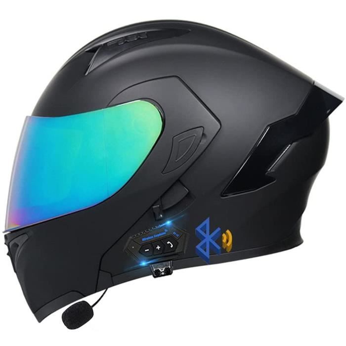 Casque De Moto Bluetooth pour Adulteavec Double Visière,ECE HomologuéCasques Intégraux RacingCasque Modulable Moto Bluetooth In 345